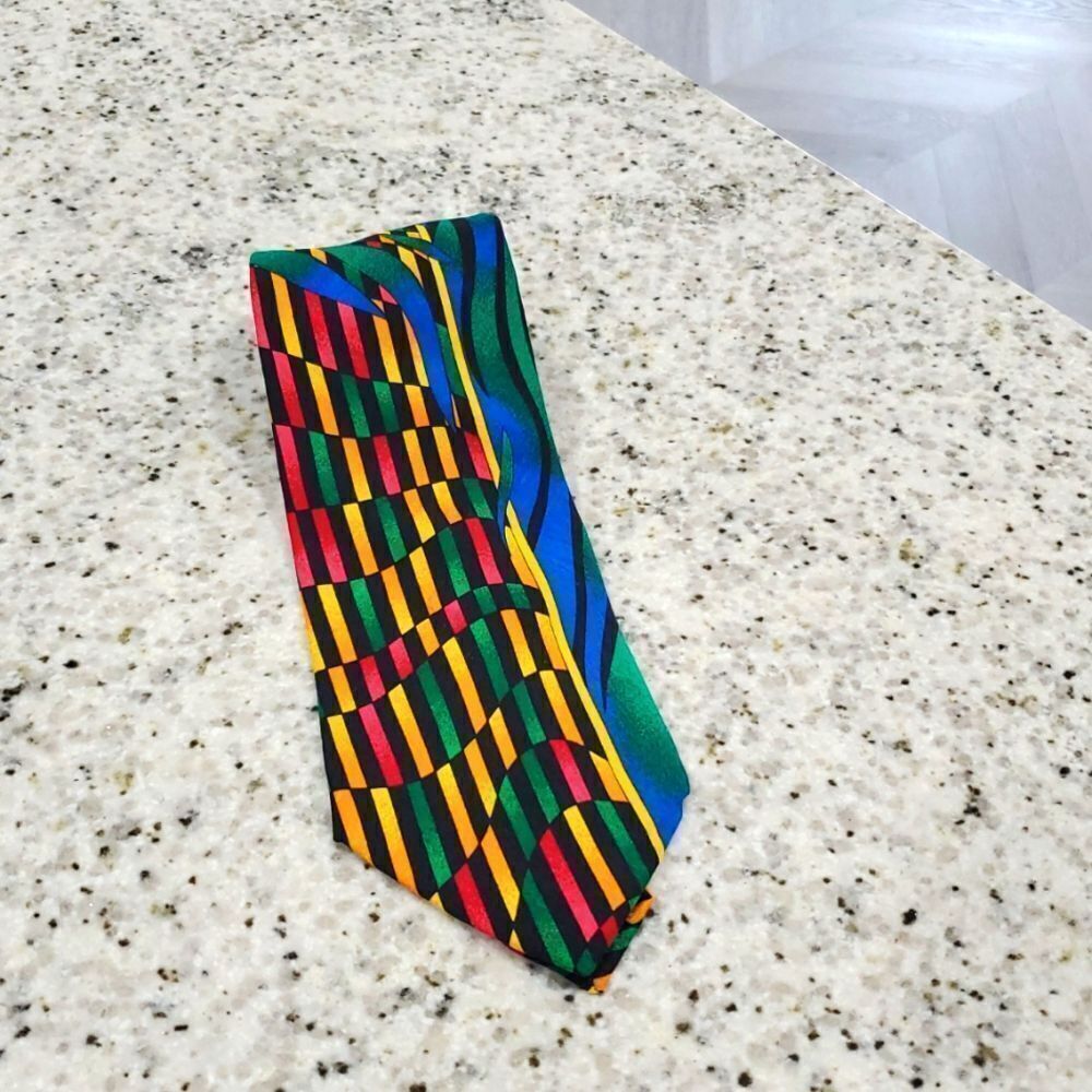 Rush Limbaugh Vintage 90’s Geometric Wave Colorful Silk Tie